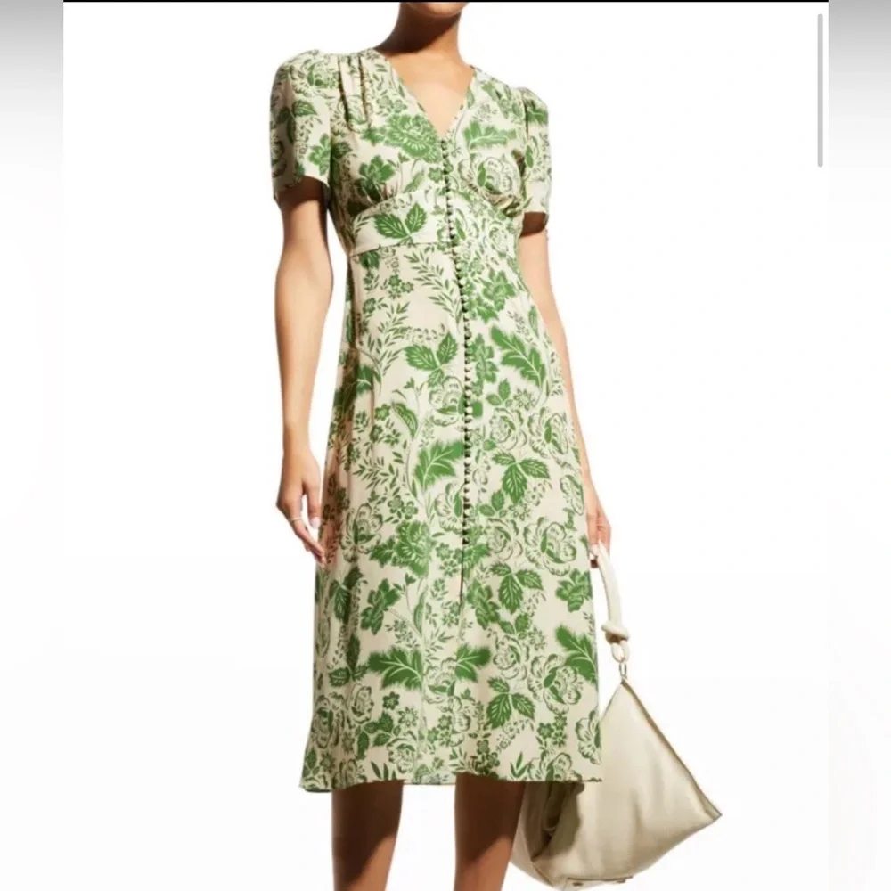 NWOT Hunter Bell Green and Cream Floral Midi Dress - Picture 3 of 3